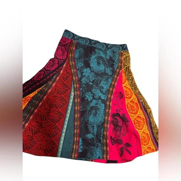 IVKO bohemian Multicolor Floral A-Line wool sweater Skirt - Picture 4 of 4
